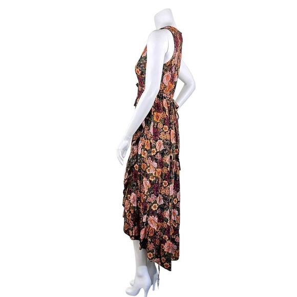 Floral Wrap Midi Hi-Lo Dress Small Blush Pink, Butter Yellow Raga One Of A Kind - Picture 2 of 8